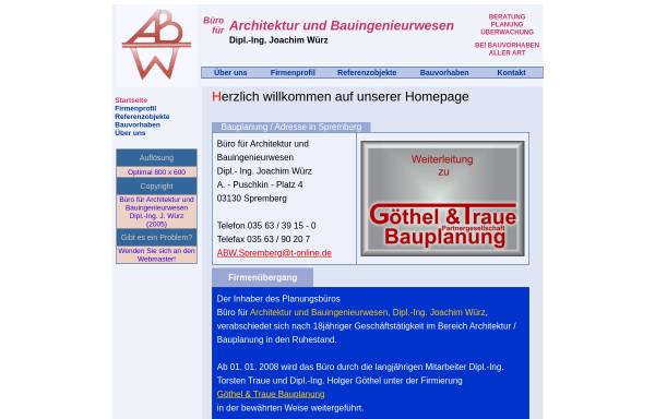 Vorschau von www.abw-spremberg.de, Büro für Architektur & Bauingenieurwesen Dipl.-Ing. J. Würz