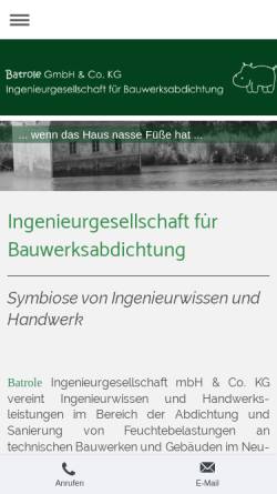 Vorschau der mobilen Webseite www.batrole.de, Batrole Ing.