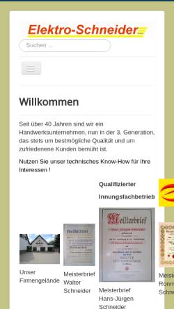 Vorschau der mobilen Webseite elektro-schneider-vetschau.de, Elektro Schneider