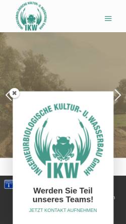 Vorschau der mobilen Webseite www.ikw-werder.de, Ingenieurbiologische Kultur- und Wasserbau GmbH