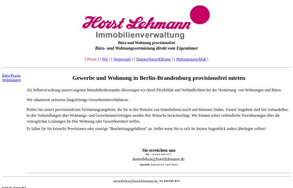 Vorschau von www.horstlehmann.de, Horst Lehmann Immobilienverwaltung