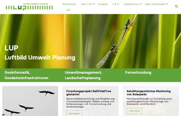 Vorschau von www.lup-umwelt.de, Gesellschaft für Landschafts-, Landes- und Umweltplanung, Fernerkundung und digitale Verarbeitung von Planungsdaten mbH