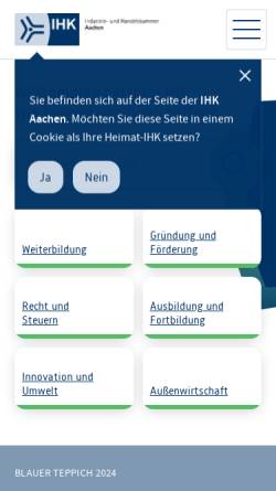 Vorschau der mobilen Webseite www.aachen.ihk.de, Industrie- und Handelskammer Aachen
