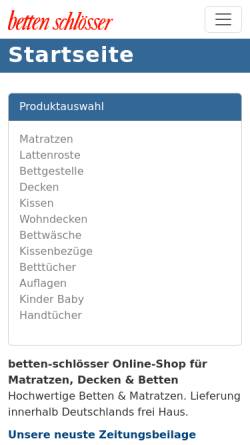Vorschau der mobilen Webseite www.betten-schloesser.de, Betten-Schlösser