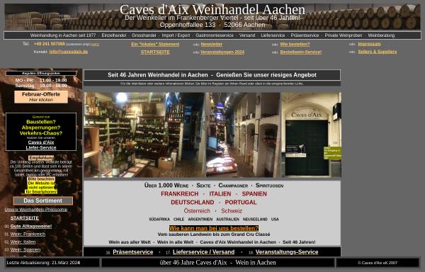 Vorschau von www.cavesdaix.de, Caves d'Aix Weinhandel Aachen