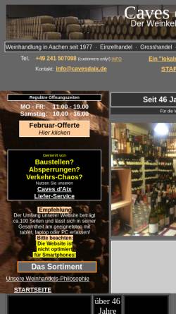Vorschau der mobilen Webseite www.cavesdaix.de, Caves d'Aix Weinhandel Aachen