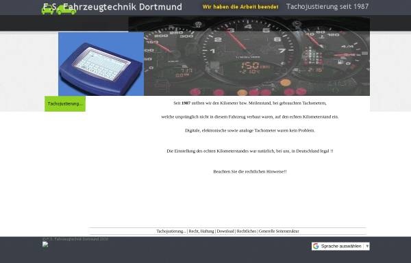 Vorschau von www.tacho.net, F.S. Fahrzeugtechnik Dortmund