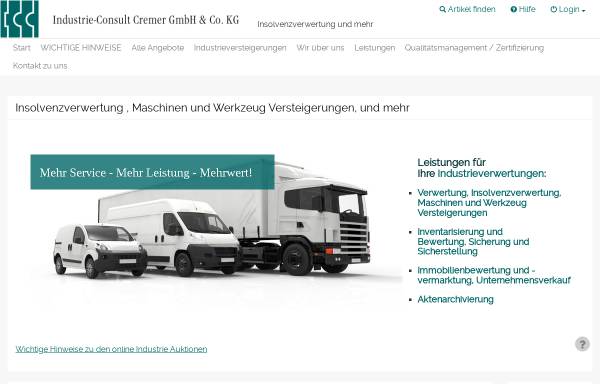 Vorschau von www.icc-cremer.de, Industrie Consult Cremer GmbH & Co KG