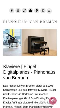 Vorschau der mobilen Webseite www.vanbremen.de, Pianohaus H. van Bremen