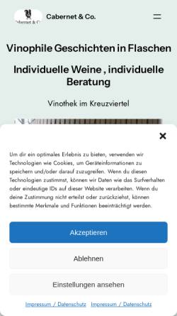 Vorschau der mobilen Webseite cabernet-und-co.de, Vinothek Cabernet & Co