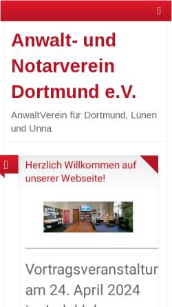 Vorschau der mobilen Webseite www.anwaltverein-dortmund.de, Anwalt- und Notarverein Dortmund e.V