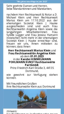 Vorschau der mobilen Webseite www.notar-michael-klein.de, Rechtsanwalt und Notar Michael Klein