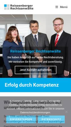 Vorschau der mobilen Webseite www.reissenberger.com, Sven Reissenberger, Rechtsanwalt