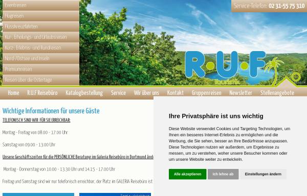 Vorschau von www.ruftouristik.de, R.U.F -Touristik GmbH