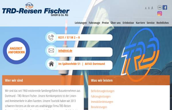 Vorschau von www.trd.de, TRD Reisen - ritz Fischer GmbH & Co. KG