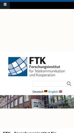 Vorschau der mobilen Webseite www.ftk.de, FTK GmbH - Medien- und Telekommunikationsberatung und -service