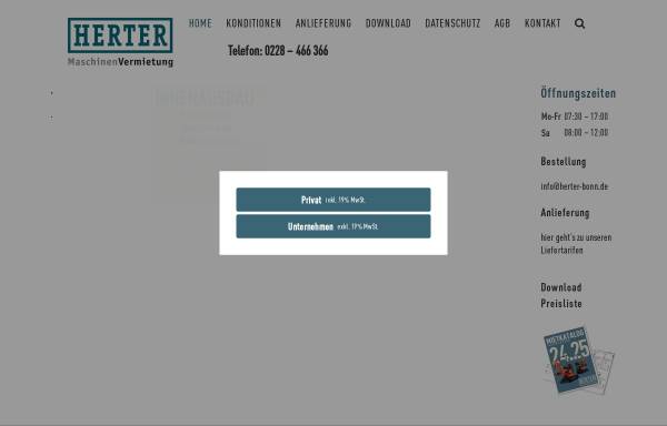 Vorschau von www.herter-bonn.de, Maschinenvermietung Herter