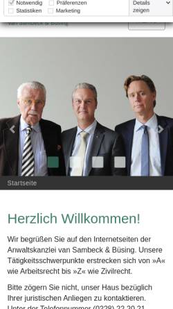 Vorschau der mobilen Webseite www.ra-buesing.de, Rechtsanwalt Wolf Thorge Büsing