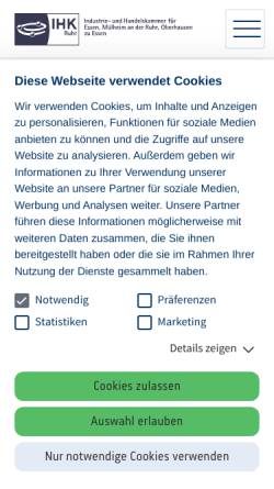 Vorschau der mobilen Webseite www.essen.ihk24.de, Industrie- und Handelskammer zu Essen