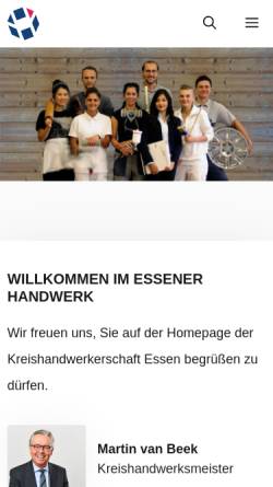 Vorschau der mobilen Webseite www.handwerk-essen.de, Kreishandwerkerschaft Essen