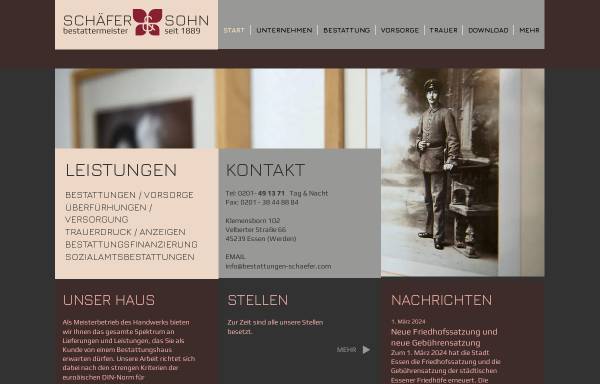 Vorschau von www.bestattungen-schaefer-essen.de, Bestattungen Schäfer & Sohn GmbH