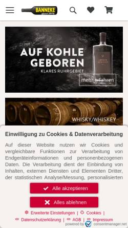 Vorschau der mobilen Webseite www.banneke.com, Banneke Weine und Spirituosen aus aller Welt Werner Faber GmbH