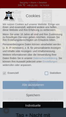 Vorschau der mobilen Webseite www.aua-sicherheit.de, A & A Sicherheit und Service ®