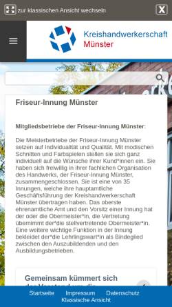 Vorschau der mobilen Webseite www.friseurinnung-muenster.de, Friseur-Innung Münster