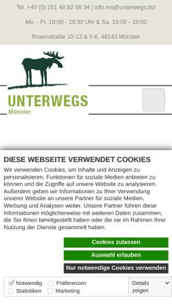 Vorschau der mobilen Webseite www.unterwegs-muenster.de, Unterwegs Outdoor GmbH