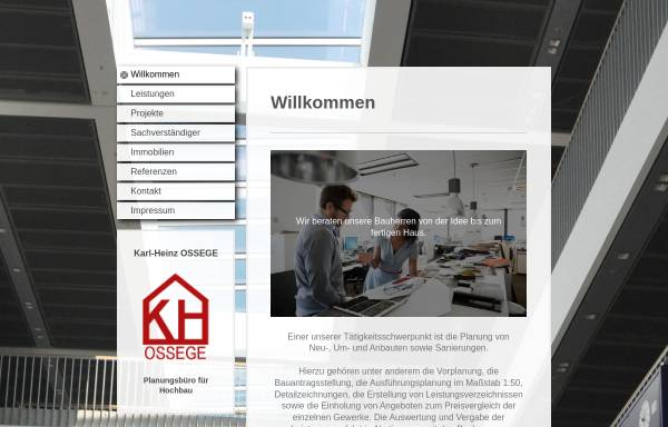 Vorschau von www.ossege-bau.de, Ossege - Planung-Vermittlung-Baubetreuung