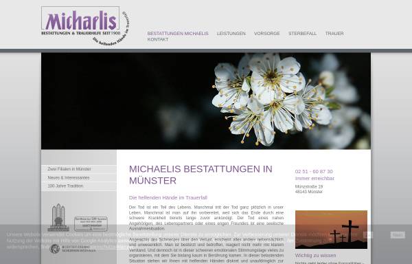 Vorschau von www.bestattungen-michaelis.de, Bestattungen und Trauerhilfe Michaelis, Inhaber Frank Wesemann