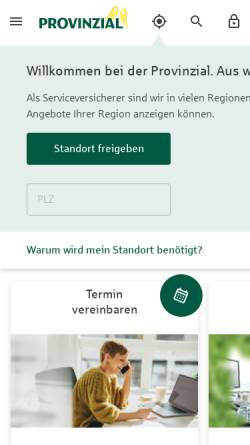 Vorschau der mobilen Webseite www.provinzial-online.de, Westfälische Provinzial Versicherung AG