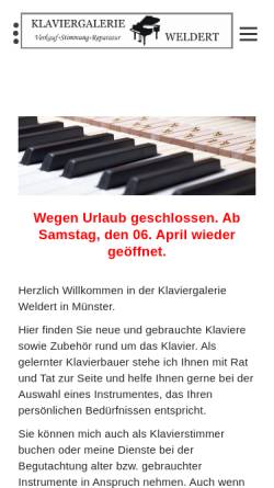 Vorschau der mobilen Webseite weldert.de, Klaviergalerie Weldert, Inhaber Dr. Gregor Weldert