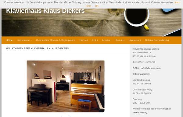 Vorschau von www.diekers.com, Klavierhaus Klaus Diekers, Klavier- und Cembalobau