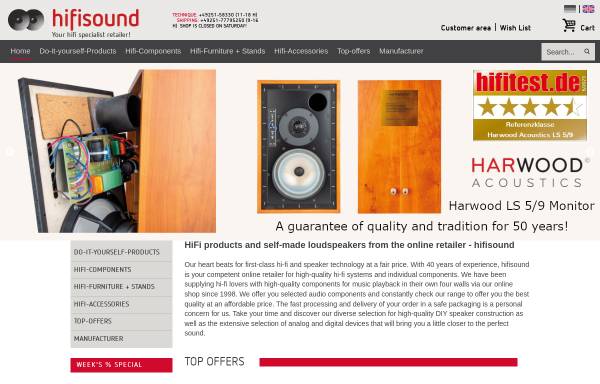 Vorschau von www.hifisound.de, Hifisound Lautsprecher Vertrieb Raimund Saerbeck