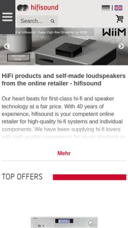 Vorschau der mobilen Webseite www.hifisound.de, Hifisound Lautsprecher Vertrieb Raimund Saerbeck
