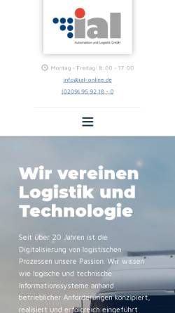 Vorschau der mobilen Webseite www.ial-gmbh.de, IAL Automation und Logistik GmbH