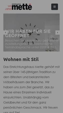 Vorschau der mobilen Webseite www.einrichtungshaus-mette.de, Einrichtungshaus Mette