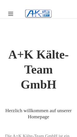 Vorschau der mobilen Webseite www.akkaelteteam.de, A+K Kälteteam - Vertrieb von tiefgefrorenen und frischen Lebensmitteln GmbH