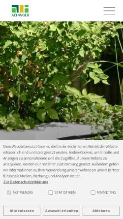 Vorschau der mobilen Webseite www.achinger.de, Achinger Garten- und Landschaftsbau GmbH