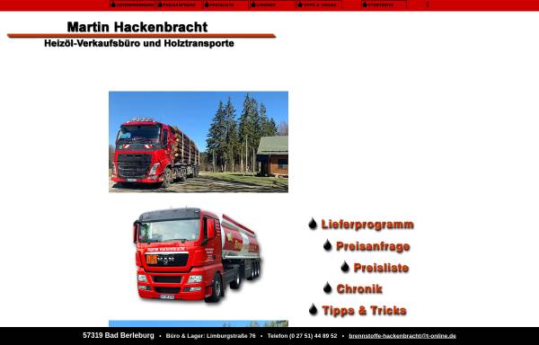 Vorschau von www.brennstoffe-hackenbracht.de, Brennstoffhandel Martin Hackenbracht