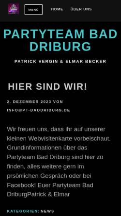 Vorschau der mobilen Webseite www.pt-baddriburg.de, Partyteam Bad Driburg