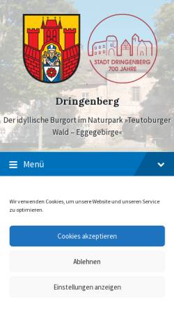 Vorschau der mobilen Webseite www.spielmannszug-dringenberg.de, Spielmannszug 1924 Dringenberg e.V.