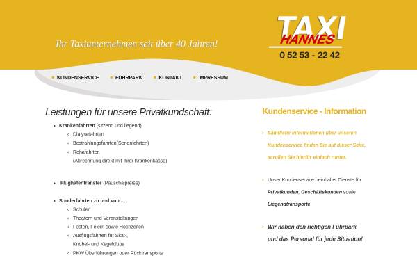 Vorschau von www.taxi-hannes.de, Taxi Hannes GmbH
