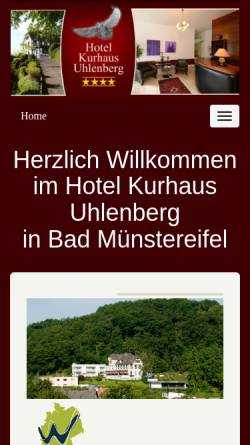 Vorschau der mobilen Webseite www.kurhaus-uhlenberg.de, Hotel Kurhaus Uhlenberg