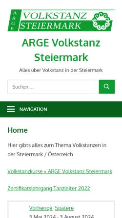 Vorschau der mobilen Webseite www.volkstanz.st, Arbeitsgemeinschaft Volkstanz Steiermark