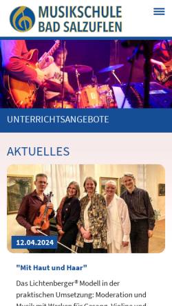 Vorschau der mobilen Webseite www.musikschule-bad-salzuflen.de, Musikschule Bad Salzuflen