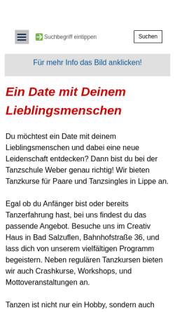 Vorschau der mobilen Webseite tanzschule-weber-aktuell.de, Tanzschule Weber