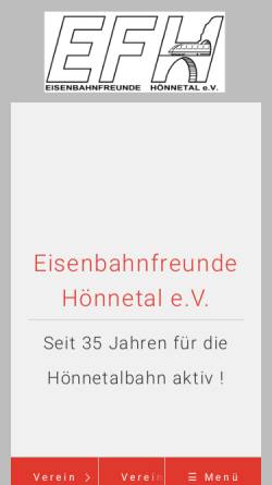 Vorschau der mobilen Webseite www.efhoennetal.de, Eisenbahnfreunde Hönnetal e.V.
