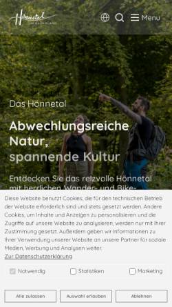 Vorschau der mobilen Webseite www.hoennetal.de, Hönnetal